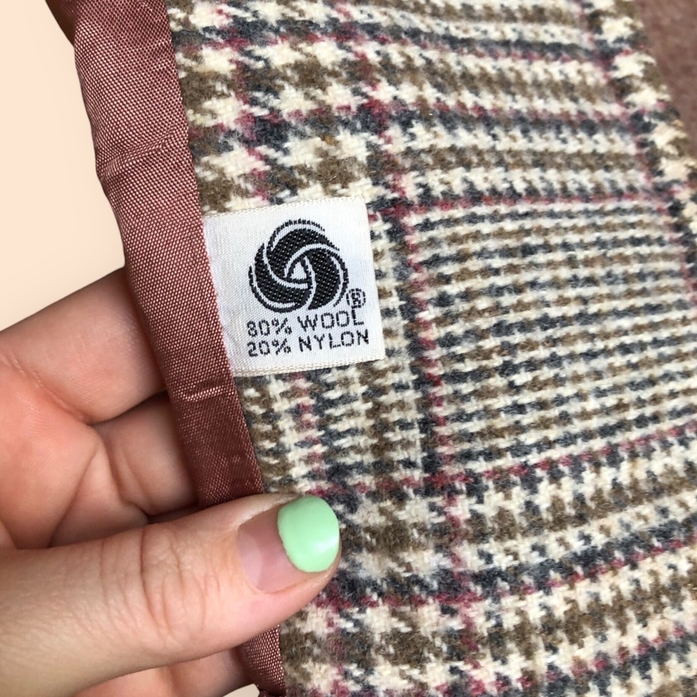 Vintage 60s Wool Pea Coat Mauve Pink Plaid Lining Pockets Retro Women’s M/L - Picture 7 of 14